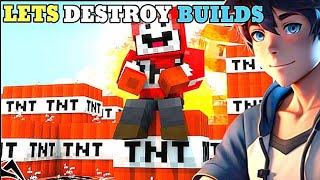 I CREATED AND DESTROYED GIANT BUILDS WITH TNT IN MINECRAFT [upl. by Wolliw199]