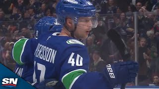 Canucks Elias Pettersson Fires Home OneTimer Off Feed From Quinn Hughes [upl. by Aruol]