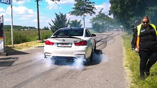 BMW M Cars Arriving Bimmerfest 2024 CRAZY BURNOUTS POWERSLIDES  LOUD ACCELERATIONS AND MORE [upl. by Jacinta]