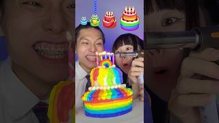 Rainbow Birthday cake challenge ASMR🥵🎂 asmr mukbang shorts [upl. by Riggs775]