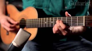 Vintage Viator Paul Brett Signature Series travel acoustic guitar demo [upl. by Goldman]