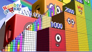 Numberblocks Step Squad 1 to 30 vs 1000 to 30000 vs 10000000 BIGGEST Standing Tall Learn to Count [upl. by Catlaina296]