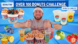 120 MINI DONUTS CHALLENGE AND A GALLON OF LEMONADE [upl. by Rasecoiluj]