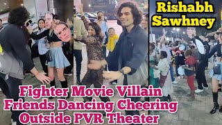 Fighter Movie Villian Rishabh Sawhney Dancing With friends Wear His Face Mask Outside Pvr Theatre [upl. by Oinigih]