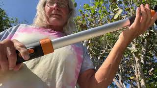 How to extend and contract the 16 Foot Fiskars Tree Trimming Pole Saw [upl. by Yelrac837]