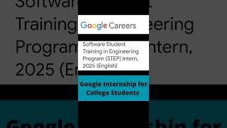 Google Internship Program for College Students career google internship [upl. by Audun]