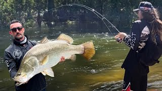 INSANE FLOODWATER BARRAMUNDI FISHING [upl. by Anelrats]