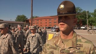 Students meet US Army Drill Sergeant  ROTC Cadet Summer Training Fort Knox [upl. by Yttiy]