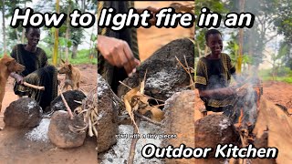 How to light fire in an Outdoor Kitchen in an African Village [upl. by Eceer]