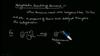 halogen reaction of benzene  electrophilic substitution reaction of benzene [upl. by Nowahs219]