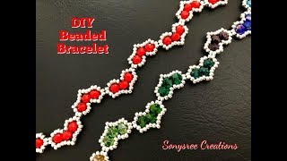 Hearty Beaded Bracelet  DIY Beaded Bracelet  How to make Beaded Bracelet [upl. by Oakes755]