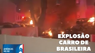 Américas No Ar  121124  Carro de família brasileira explode nos EUA e provoca grande incêndio [upl. by Ahseya]