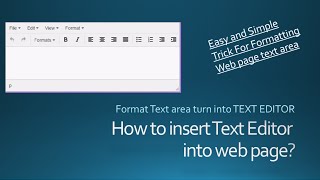 Easy TricksHow To add Styles Text EditorFormat Text area to your web pageHD [upl. by Noelani]