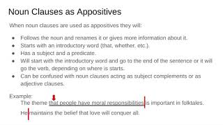 Noun Clauses as Appositives Grammar 88  Google Slides [upl. by Ardaid535]