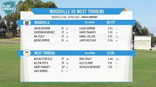 SACA Premier Cricket  West End Mens 1st Grade Div One  Round 10  Woodville v West Torrens  Day 2 [upl. by Yroger]