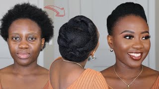 SIMPLE and ELEGANT Natural Hairstyle on Short 4c Hair  Under 5 minutes Updo [upl. by Madella]