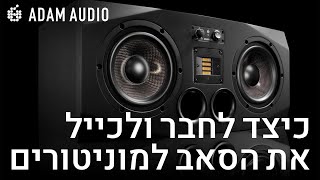 Adam Audio  חיבור וכיול הסאב למוניטורים [upl. by Dahle]