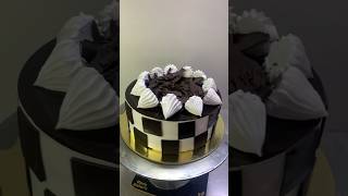 BlackForest Cake With Square Shape Garnish Decoration Ideas youtubeshorts cake design viralvideo [upl. by Ainiger]