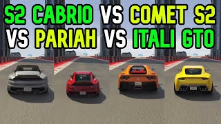 Gta 5 Comet S2 Cabrio Vs Comet S2 Vs Pariah Vs Itali GTO  Pfister Comet S2 Speed Test [upl. by Fritzsche903]