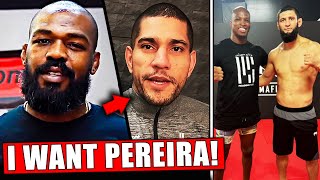 Jon Jones CALLS OUT Alex Pereira FOR TITLE FIGHT Khamzat Chimaev MEETS MVP  FOOTAGE UFC 301 [upl. by Cormier]