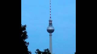 Berlin TV tower switches warning lights from white ro red Magic moment [upl. by Tolmach696]