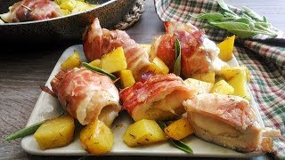 Involtini di pollo in camicia di speck con patate Chicken rolls [upl. by Verda]