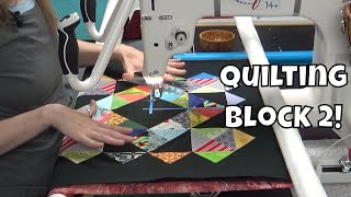 Ruler Quilting with a Longarm on the Patchwork Mosaic Quilt Block [upl. by Jankell]