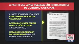 Burócratas vacunados regresarán a sus oficinas el 1 de agosto  Noticias con Ciro Gómez Leyva [upl. by Magas]