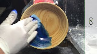 Making a Wood Bowl Double Dyed with a Touch of Silver [upl. by Ledda]