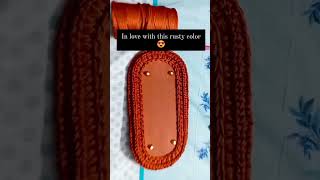 Crochet bag with leather base ✨ leathercraft leatherbag leatherfashion rust crochetbag [upl. by Ariaek]