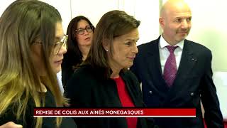 Remise de colis aux aînés monégasques par SAS la Princesse Stéphanie [upl. by Orips]