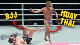 quotGet Upquot 😳 Muay Thai Star OBLITERATES BJJ Practitioner In MMA Fight [upl. by Ahsyle]