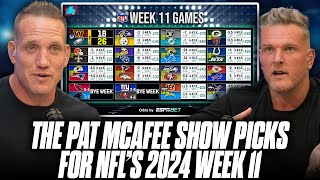 The Pat McAfee Show Picks amp Predicts Every Game For NFLs 2024 Week 11 Weekend [upl. by Amesari]