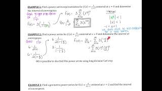 7 3 NOTES Representing Functions by Power Series [upl. by Adnilreb]