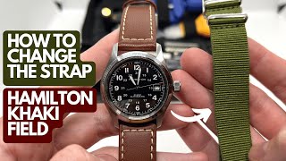 How to replace the strap on your Hamilton Khaki Field Automatic Watch [upl. by Anayik]