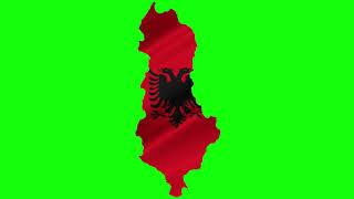 Albania shaped Flag on Green Screen Waving FREE USE [upl. by Iramo681]