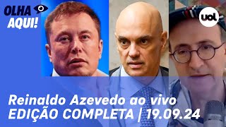 Reinaldo Azevedo ao vivo Moraes multa X e Starlink de Elon Musk diferença de Nunes e Marçal [upl. by Em]