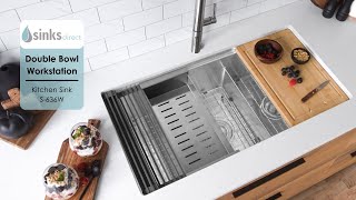 36 inch Undermount Workstation Double Bowl Kitchen Sink with Accessories by Stylish® S636W [upl. by Christos]