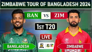 BANGLADESH vs ZIMBABWE 1st T20 LIVE COMMENTARY amp SCORES  BAN vs ZIM 1st T20 MATCH LIVE  ZIM BAT [upl. by Einapets693]