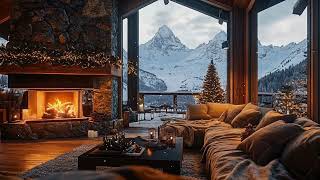 Christmas Ski Chalet Mountain amp Fireplace Sounds for Studying Relaxation Sleep NO MUSIC [upl. by Garvin]