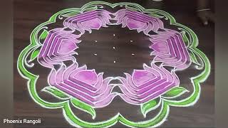 Beautiful Lotus Rangoli 53 Pulli Kolam Chukka Muggulu rangolidesigns fridaykolam colourkolam [upl. by Anev]