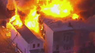 Raw Video Buildings Engulfed In Fire In Newark [upl. by Rafa535]