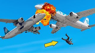 Pilot Falls Out of Burning A321 After Crashes in the Sky  Crash Landing in GTA 5 [upl. by Kalbli244]