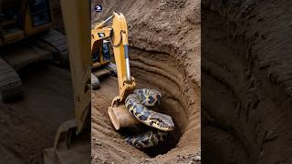 An Excavator Encounter A Giant Pythonpythonencounter snake pythonsnake [upl. by Cinom]