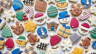 CHRISTMAS SUGAR COOKIES  Satisfying Cookie Decorating with Royal Icing [upl. by Soo]