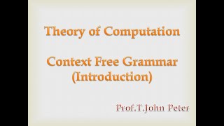 Context Free GrammarCFG  Introduction [upl. by Magdala]