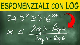 Esponenziali Risolubili con Logaritmi  1 Equazione e 1 Disequazione Svolte [upl. by Etrem]