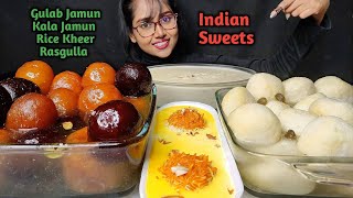 Eating Big Gulab Jamun Rasgulla Kheer  Big Bites  Asmr Eating  Mukbang  Indian sweets Asmr [upl. by Berrie]