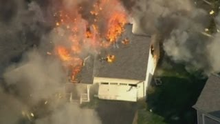 Violent explosion Fire causes house to explode in New Hampshire [upl. by Dorfman]