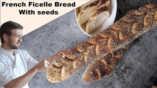 Homemade French Ficelles Bread with a mix of Seeds [upl. by Pallaton82]